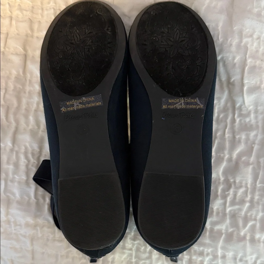 Women's Navy Ankle-Strap Ballet Flats